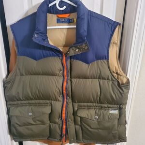 Polo by Ralph Lauren Beige and Blue Puffer Jacket